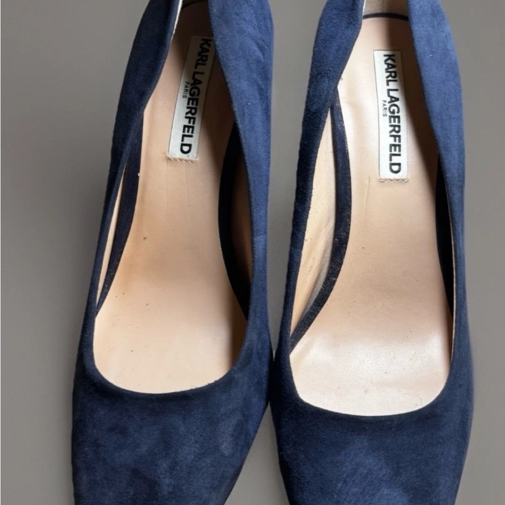Karl Lagerfeld Dark Blue Suede Heels